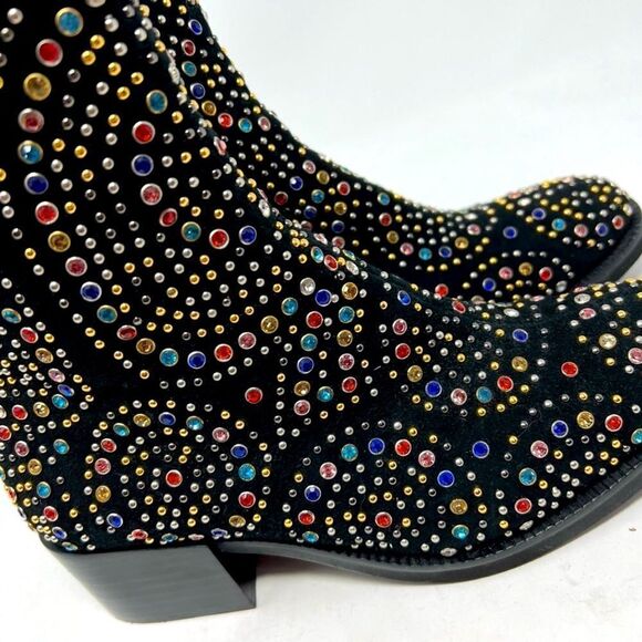 Jeffrey Campbell x Free People Boots Ankle Black Rhinestones Embellished 7.5 - Picture 8 of 12